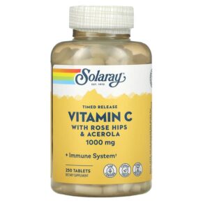 Solaray Timed Release Vitamin C + Rose Hips & Acerola 1.000 mg 250 viên 076280044546