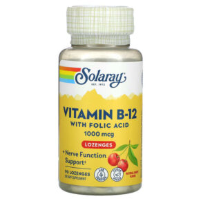 Solaray Vitamin B-12 + Folic Acid Natural Cherry 1.000 mcg 90 viên 076280043457