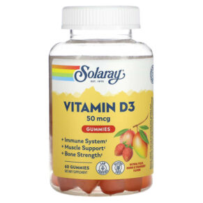 Solaray Vitamin D3 Natural Peach Mango & Strawberry 25 mcg 60 viên 076280672299