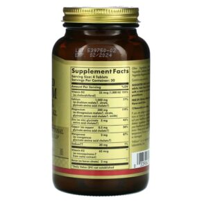 Solgar Advanced Calcium Complex + Vitamins D3 K2 Zinc Boron 120 Tablets 033984000285