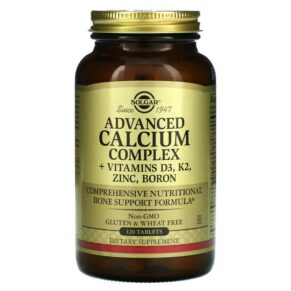 Solgar Advanced Calcium Complex + Vitamins D3 K2 Zinc Boron 120 viên 033984000285