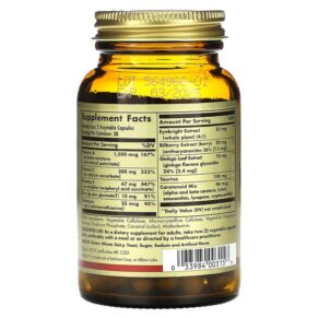 Solgar Bilberry Ginkgo Eyebright Complex 60 Vegetable Capsules 033984003156