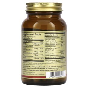 Solgar Bilberry Ginkgo Eyebright Complex Plus Lutein 60 Vegetable Capsules 033984003163