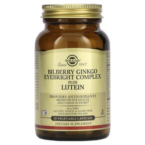 Solgar Bilberry Ginkgo Eyebright Complex Plus Lutein 60 viên 033984003163
