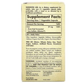 Solgar EarthSource Food Fermented Koji Iron 27 mg 60 Vegetable Capsules 033984005358