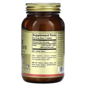 Solgar Folate 1.333 mcg DFE 250 Tablets 033984011014