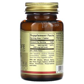 Solgar Folate 400 mcg 250 Tablets 3 Solgar Folate 400 mcg 250 Tablets 033984010819