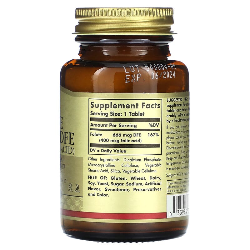 Solgar Folate 400 mcg 250 Tablets 8 Thành phần vi chất Solgar Folate 400 mcg 250 viên 033984010819