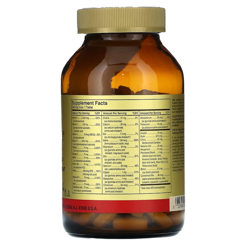 Solgar Formula V VM-75 Multiple Vitamins with Chelated Minerals 180 Tablets 8 Thành phần vi chất Solgar Formula V VM-75 Multiple Vitamins + Chelated Minerals 180 viên 033984011830