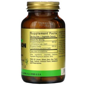 Solgar Full Potency Herbs Cinnamon 100 Vegetable Capsules 033984008779
