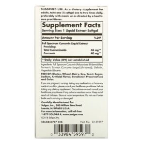 Solgar Full Spectrum Curcumin 30 Liquid Extract Softgels 3 Solgar Full Spectrum Curcumin 30 Liquid Extract Softgels 033984595972