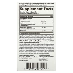 Solgar Full Spectrum Curcumin Sleep Ease 60 Licaps 033984005525