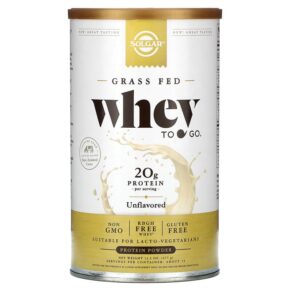 Solgar Grass Fed Whey To Go Protein Powder Unflavored 13.2 oz (377 g) 033984300934