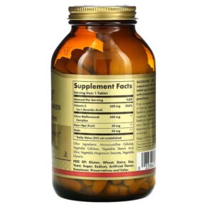 Solgar Hy-Bio Citrus Bioflavonoids Vitamin C Rutin & Rose Hips 250 Tablets 033984014220