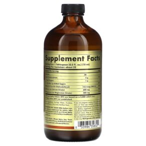 Solgar Liquid Calcium Magnesium Citrate with Vitamin D3 Orange-Vanilla 16 fl oz (473 ml) 033984358324