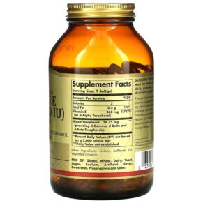 Solgar Naturally Sourced Vitamin E 268 mg (400 IU) 250 Softgels 033984035423