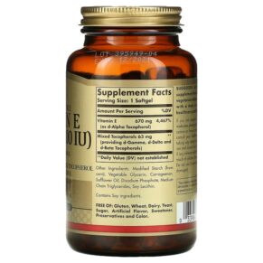 Solgar Naturally Sourced Vitamin E 670 mg (1.000 IU) 100 Vegetarian Softgels 033984035669