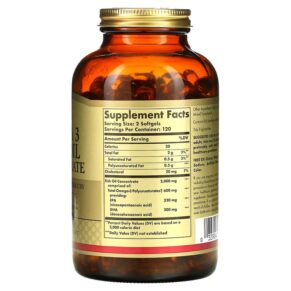 Solgar Omega 3 Fish Oil Concentrate 240 Softgels 033984016996