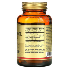 Solgar Resveratrol 500 mg 30 Vegetable Capsules 033984310452