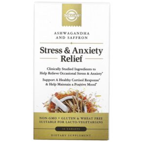 Solgar Stress & Anxiety Relief Ashwagandha & Saffron 30 viên 033984005532