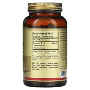 Solgar Vegetarian CoQ-10 60 mg 180 Vegetable Capsules 033984009387