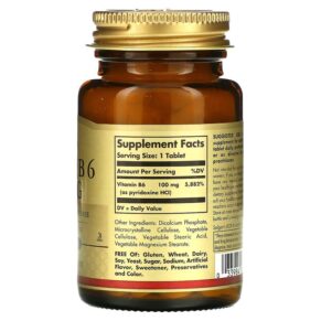 Solgar Vitamin B6 100 mg 100 Tablets 033984031203
