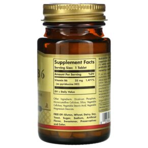 Solgar Vitamin B6 25 mg 100 Tablets 033984030824