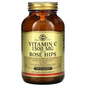 Solgar Vitamin C + Rose Hips 1.500 mg 90 viên 033984024205