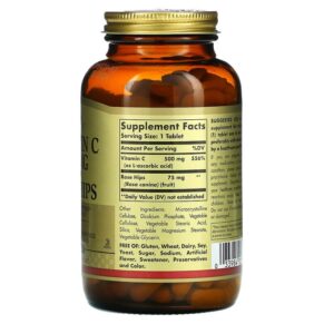 Solgar Vitamin C with Rose Hips 500 mg 250 Tablets 033984023819