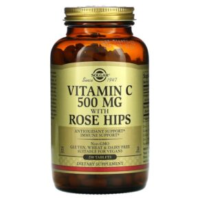 Solgar Vitamin C + Rose Hips 500 mg 250 viên 033984023819