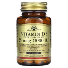 Solgar Vitamin D3 25 mcg (1.000 IU) 180 viên 033984033115