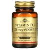 Solgar Vitamin D3 (Cholecalciferol) 125 mcg (5.000 IU) 100 viên 033984193772