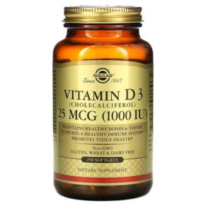 Solgar Vitamin D3 (Cholecalciferol) 25 mcg (1.000 IU) 250 viên 033984033412