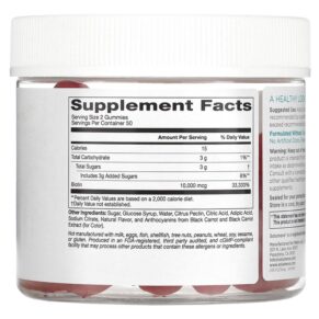 Solumeve Biotin Gummies Gelatin Free Strawberry Flavor 100 Vegetarian Gummies 898220014460