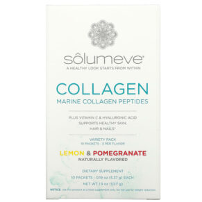 Solumeve Marine Collagen Peptides Plus Vitamin C & Hyaluronic Acid Lemon & Pomegranate Variety Pack 10 gói 0.19 oz (5.37 g) 898220013395