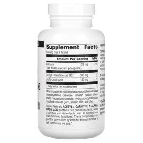 Source Naturals Acetyl L-Carnitine & Alpha-Lipoic Acid 650 mg 120 Tablets 3 Source Naturals Acetyl L-Carnitine & Alpha-Lipoic Acid 650 mg 120 Tablets 021078018001