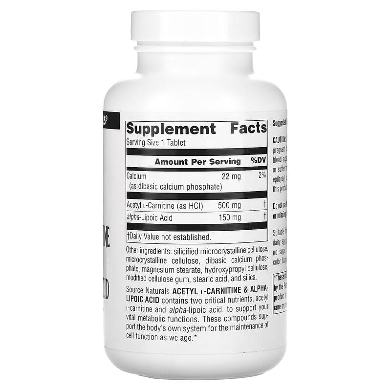 Source Naturals Acetyl L-Carnitine & Alpha-Lipoic Acid 650 mg 120 Tablets 8 Thành phần vi chất Source Naturals Acetyl L-Carnitine & Alpha-Lipoic Acid 650 mg 120 viên 021078018001