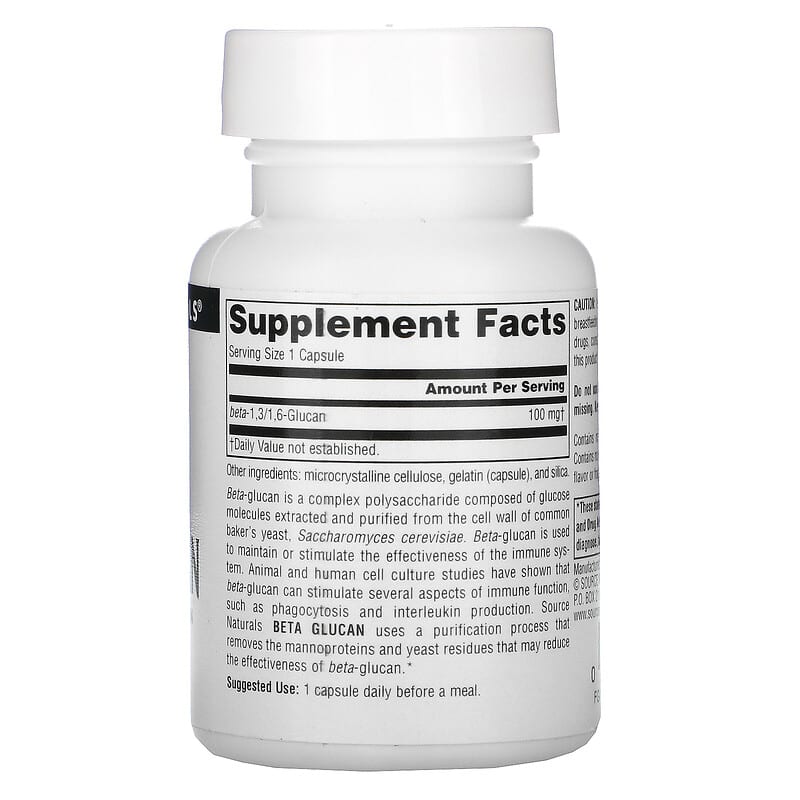 Source Naturals Beta Glucan 100 mg 30 Capsules 8 Thành phần vi chất Source Naturals Beta Glucan 100 mg 30 viên 021078017585
