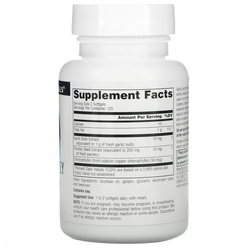 Source Naturals Garlic & Parsley 250 Softgels 8 Thành phần vi chất Source Naturals Garlic & Parsley 250 viên 021078002161
