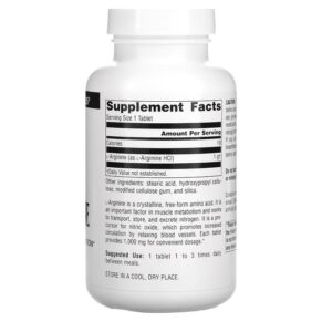 Source Naturals L-Arginine Free Form 1.000 mg 100 Tablets 021078018421