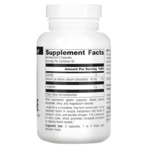 Source Naturals L-Arginine Free Form 500 mg 100 Capsules 3 Source Naturals L-Arginine Free Form 500 mg 100 Capsules 021078016878