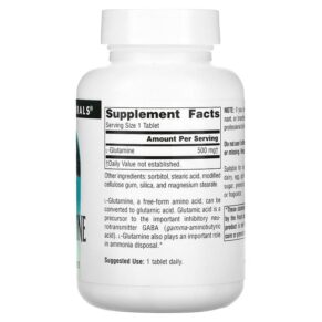 Source Naturals L-Glutamine 500 mg 100 Tablets 021078001270