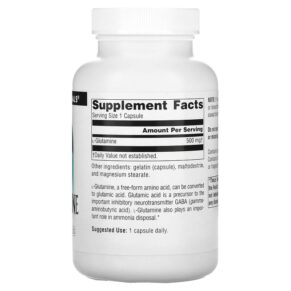 Source Naturals L-Glutamine 500 mg 100 Capsules 021078016441