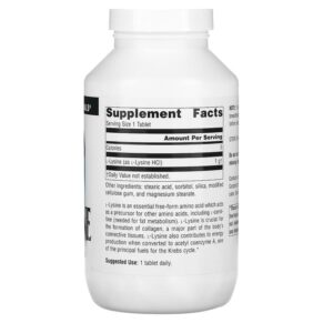 Source Naturals L-Lysine 1.000 mg 200 Tablets 021078026808