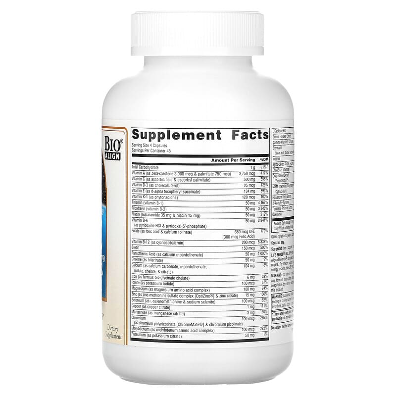 Source Naturals Life Force Multiple 180 Capsules 8 Thành phần vi chất Source Naturals Life Force Multiple 180 viên 021078014232