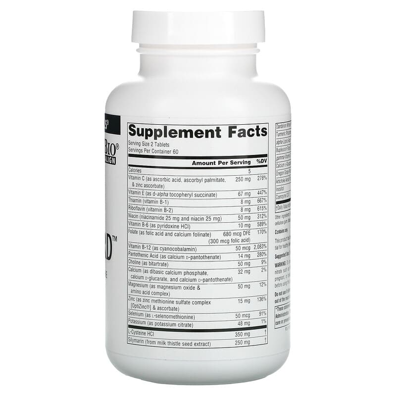 Source Naturals Liver Guard 120 Tablets 8 Thành phần vi chất Source Naturals Liver Guard 120 viên 021078001096