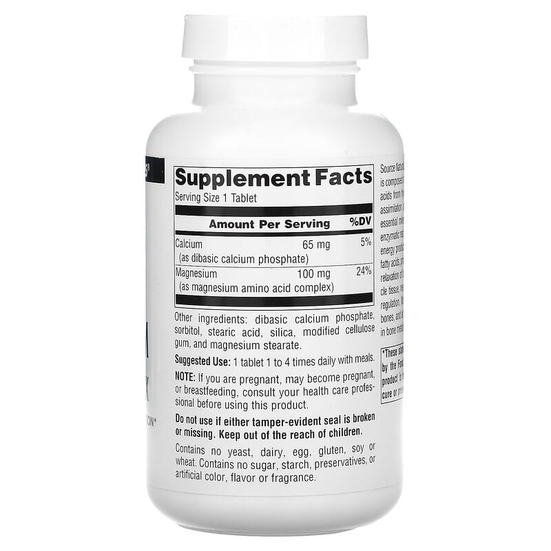 Source Naturals Magnesium Chelate Complex 100 mg 250 Tablets 8 Thành phần vi chất Source Naturals Magnesium Chelate Complex 100 mg 250 viên 021078003182