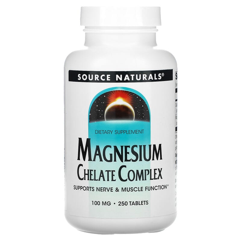 Source Naturals Magnesium Chelate Complex 100 mg 250 Tablets 1 Source Naturals Magnesium Chelate Complex 100 mg 250 viên 021078003182