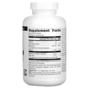 Source Naturals Magnesium Malate 1.250 mg 180 Tablets 021078002628