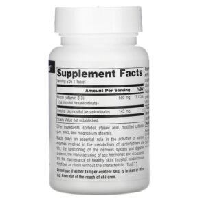 Source Naturals No-Flush Niacin 500 mg 60 Tablets 021078009214